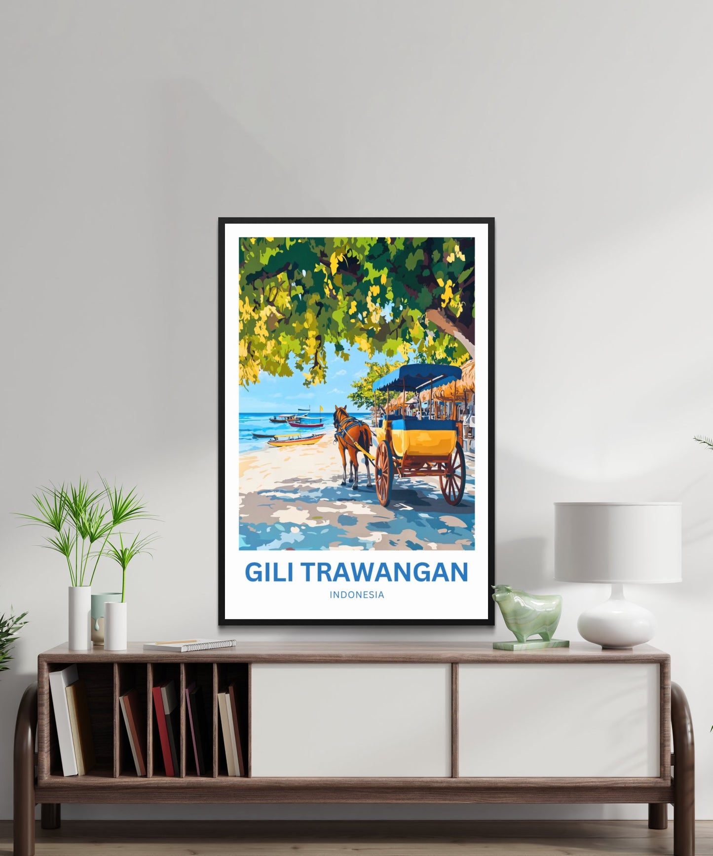 Gili Trawangan Travel Poster- Captivating Beach Horse Carriage