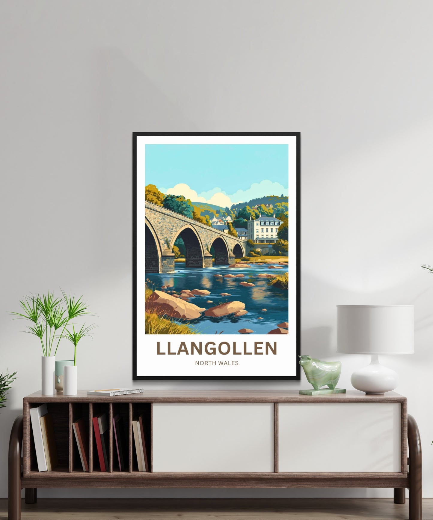 Llangollen Travel Poster - Stone Bridge Scene
