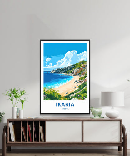 Ikaria Beach Travel Poster  - Greece Golden Sands
