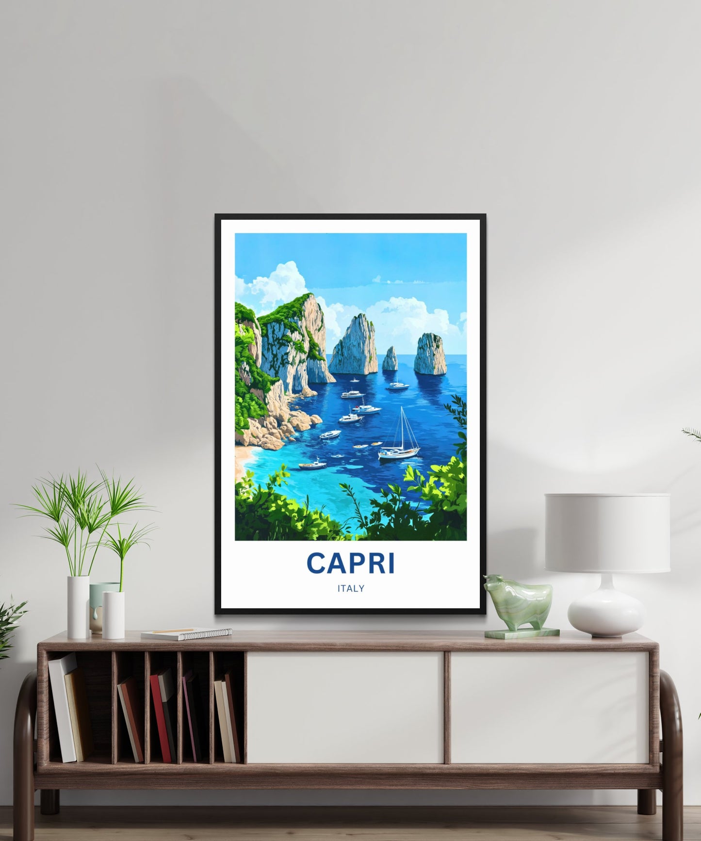 Capri Travel Poster - Enchanting Views of Italy Blue Coast