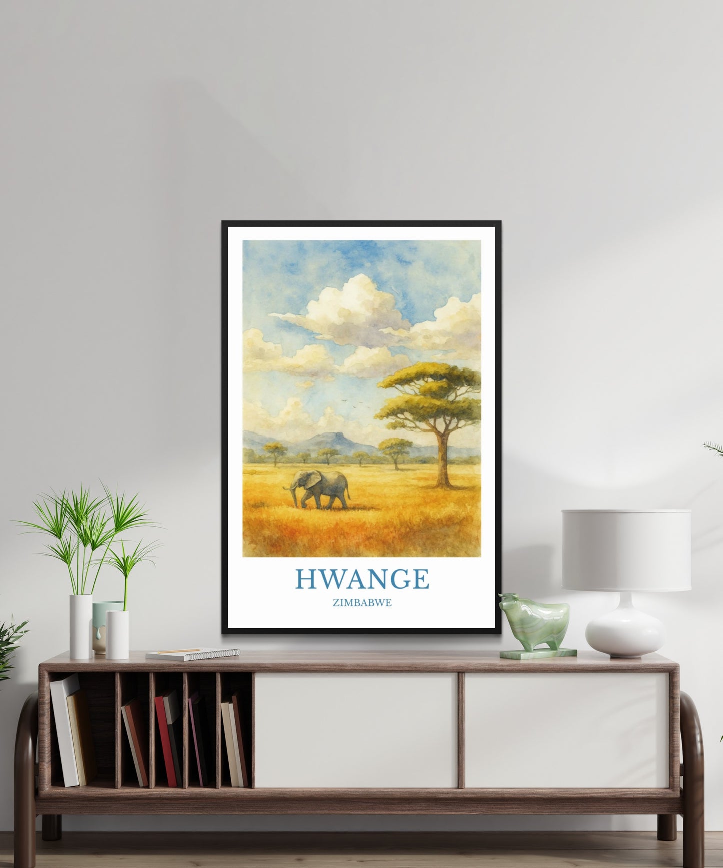 Hwange, Watercolor design poster, Zimbabwe Print, Hwange Wall Art