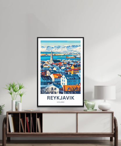 Reykjavik Travel Poster  - Mesmerizing Aerial View of Iceland City