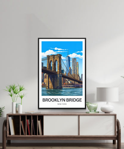 Brooklyn Bridge Travel Poster -  East River Crossing
