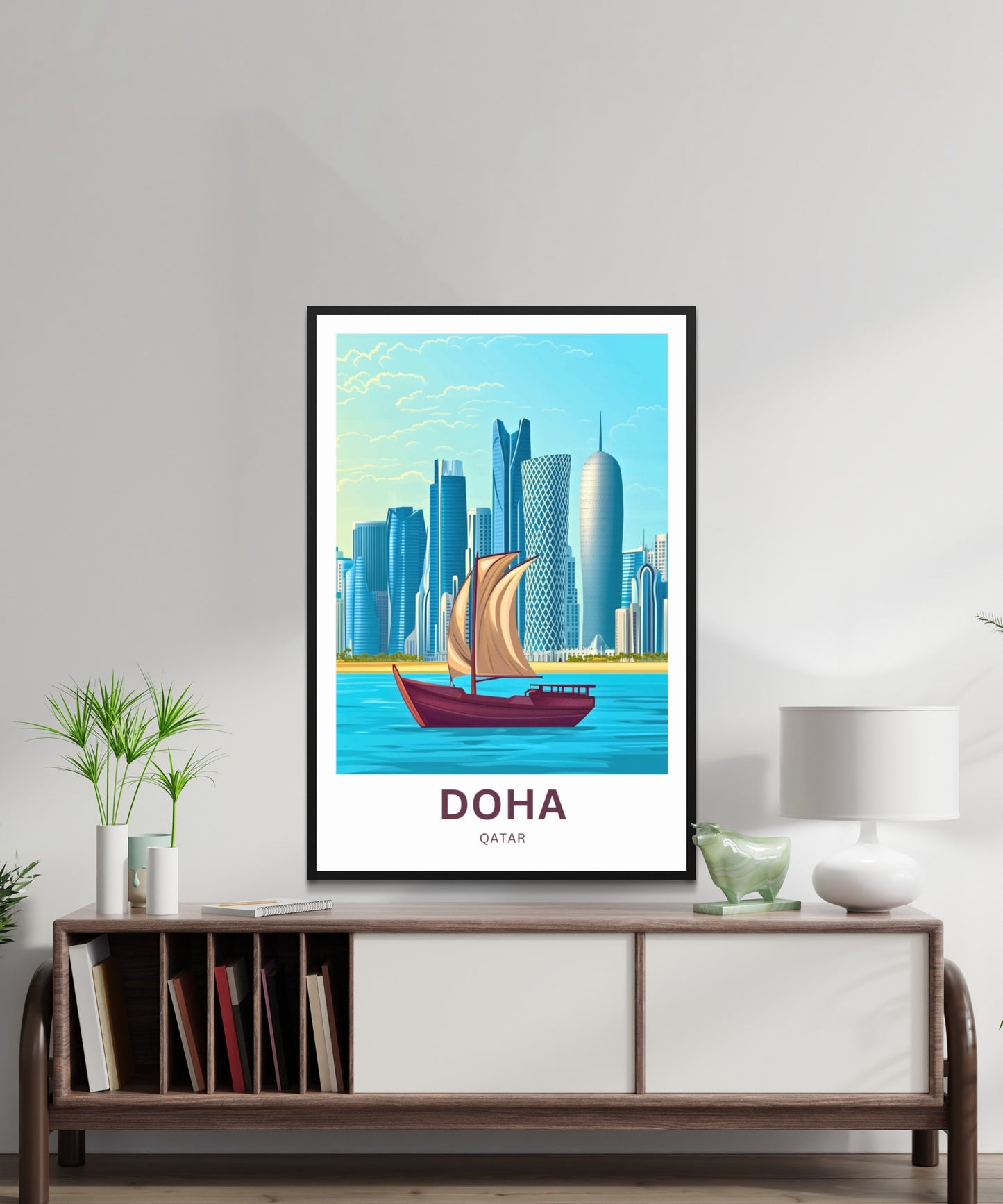 Doha Qatar Travel Poster - Skyscrapers