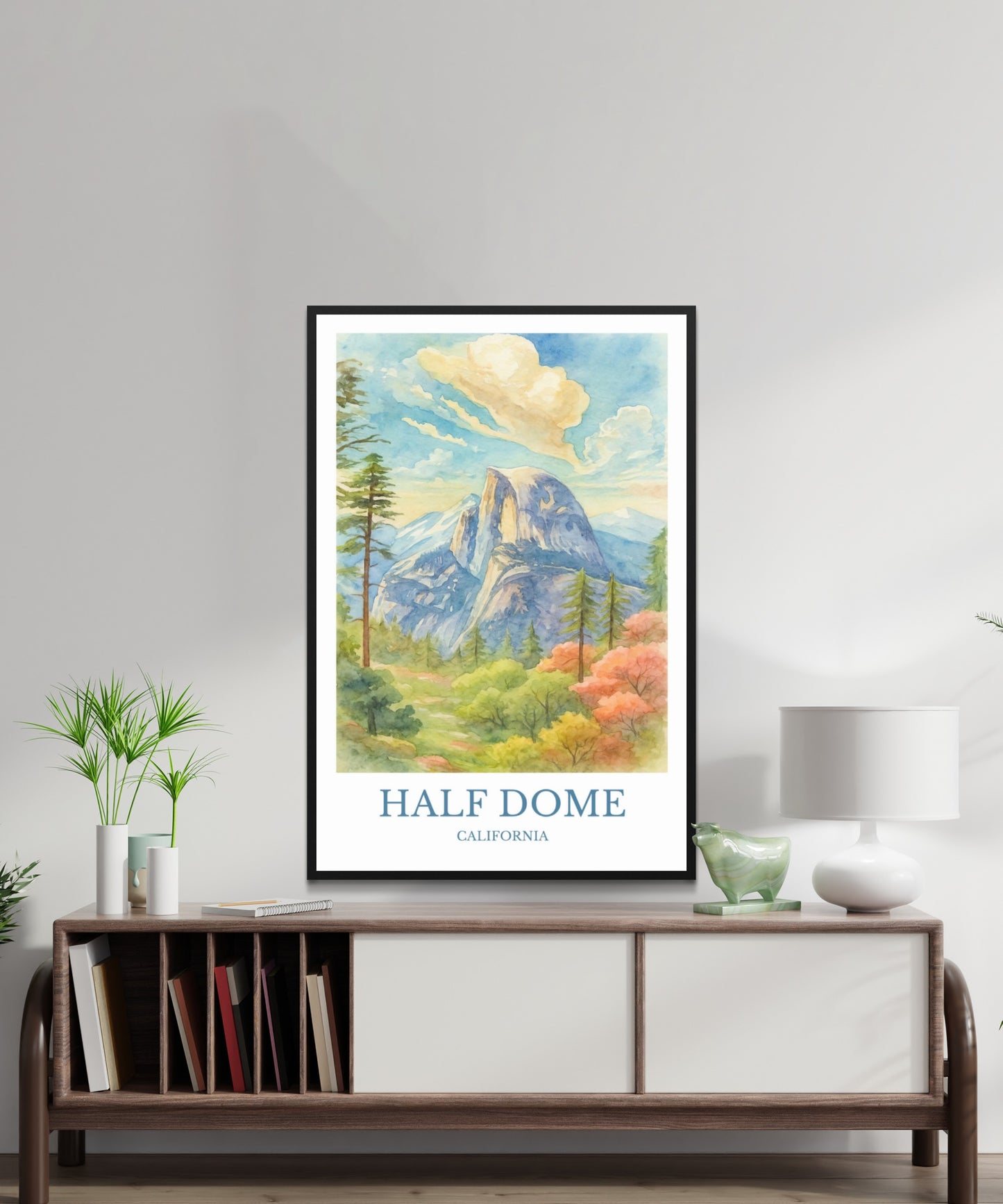 Half Dome, Watercolor design poster, California Print, Half Dome Wall Art