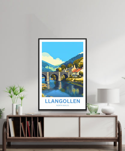 Llangollen Travel Poster - Crossing the Historic Dee