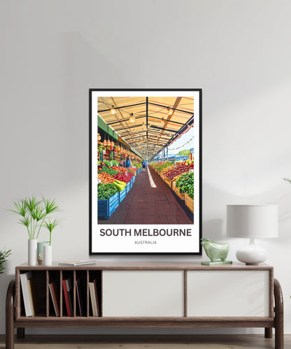 South Melbourne Market Travel Poster  - Historic Market Charm
