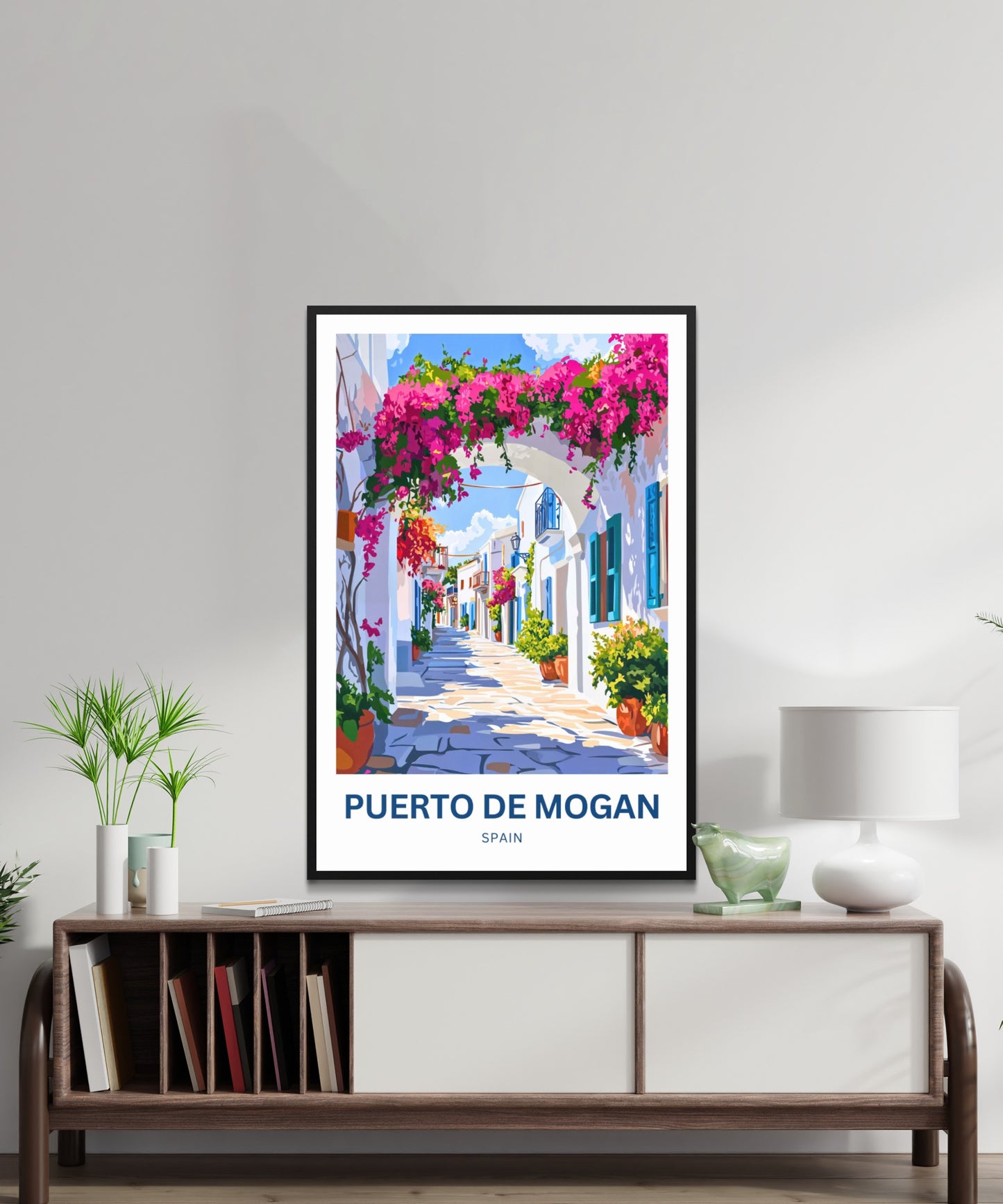 Puerto de Mogán Travel Poster - Captivating Bougainvillea Ally Street