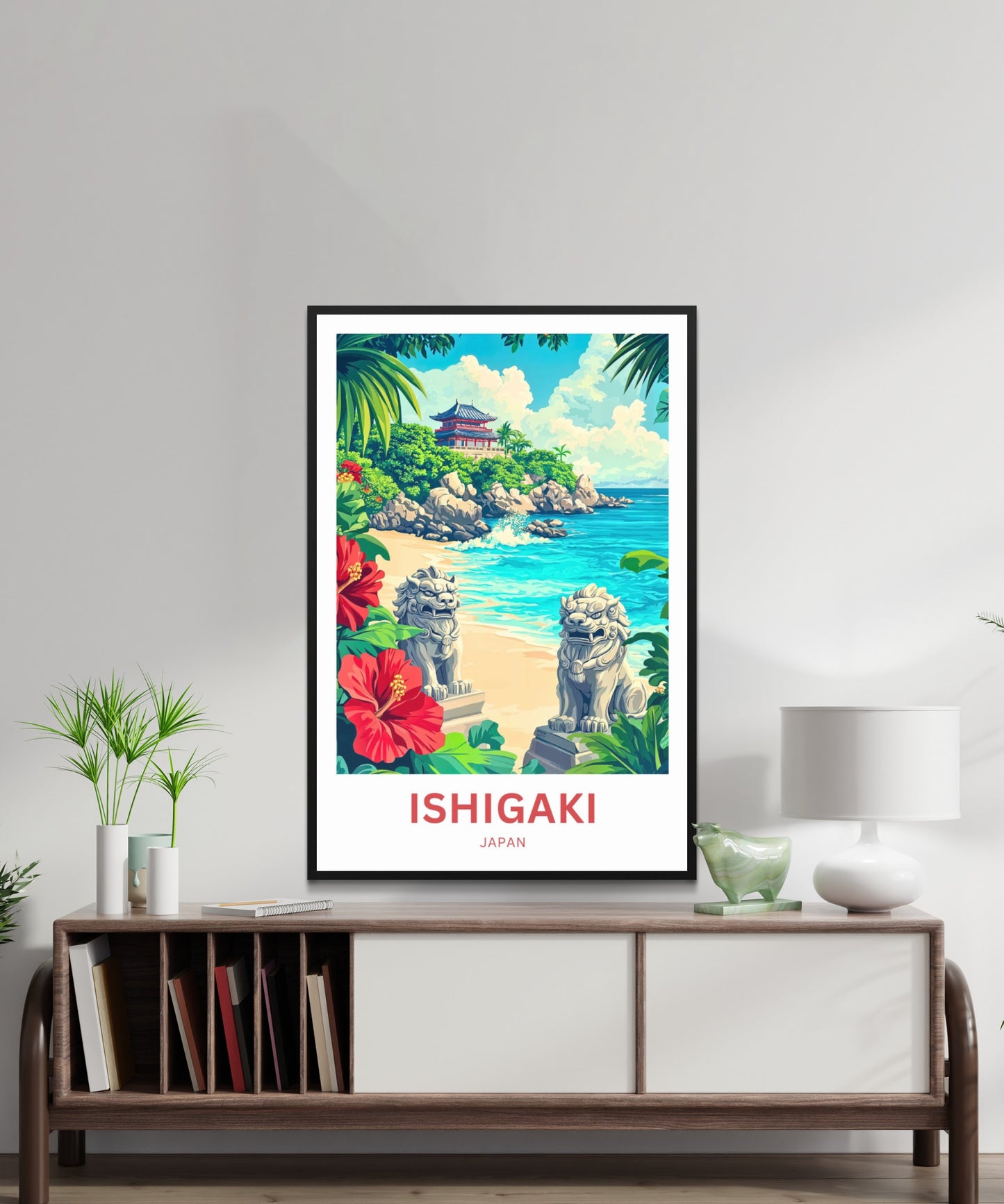 Ishigaki Travel Poster - Ryukyu Guardians on the Beach