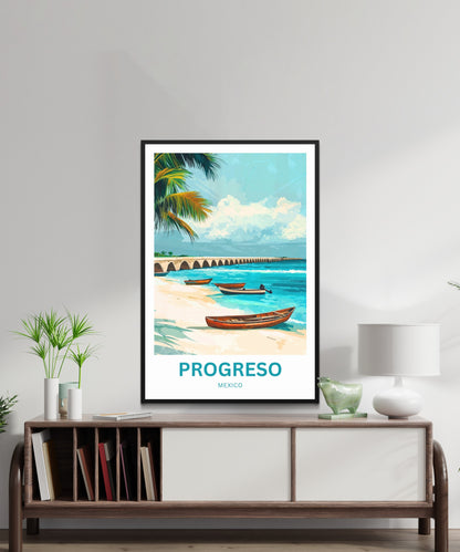 Progreso Travel Poster -  Sun & Sand in Mexico
