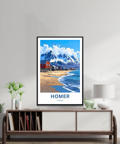 Homer Travel Poster - Breathtaking Alaska Peaks