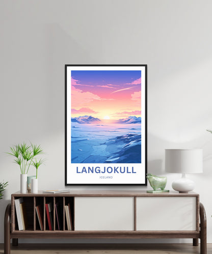 Langjökull Travel Poster - Frozen Majesty