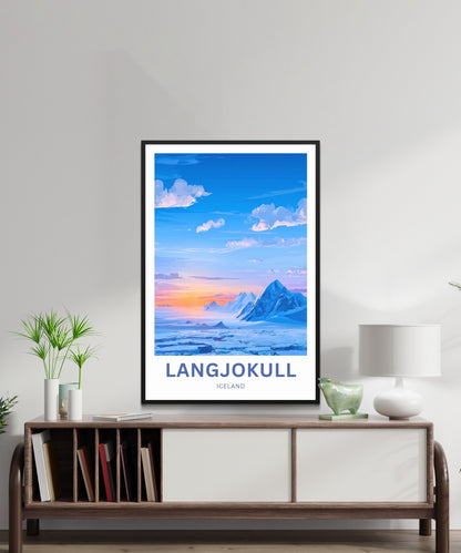 Langjökull Travel Poster - Mesmerizing Glacier of Iceland