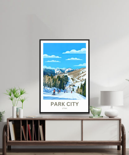 Park City Travel Poster - Fun Skiing