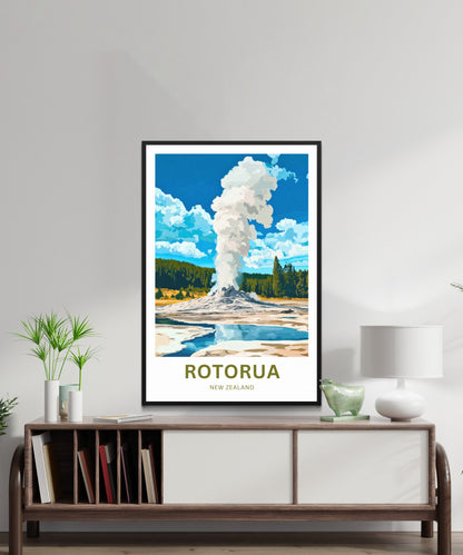 Rotorua Travel Poster - Captivating Geyser,New Zealand