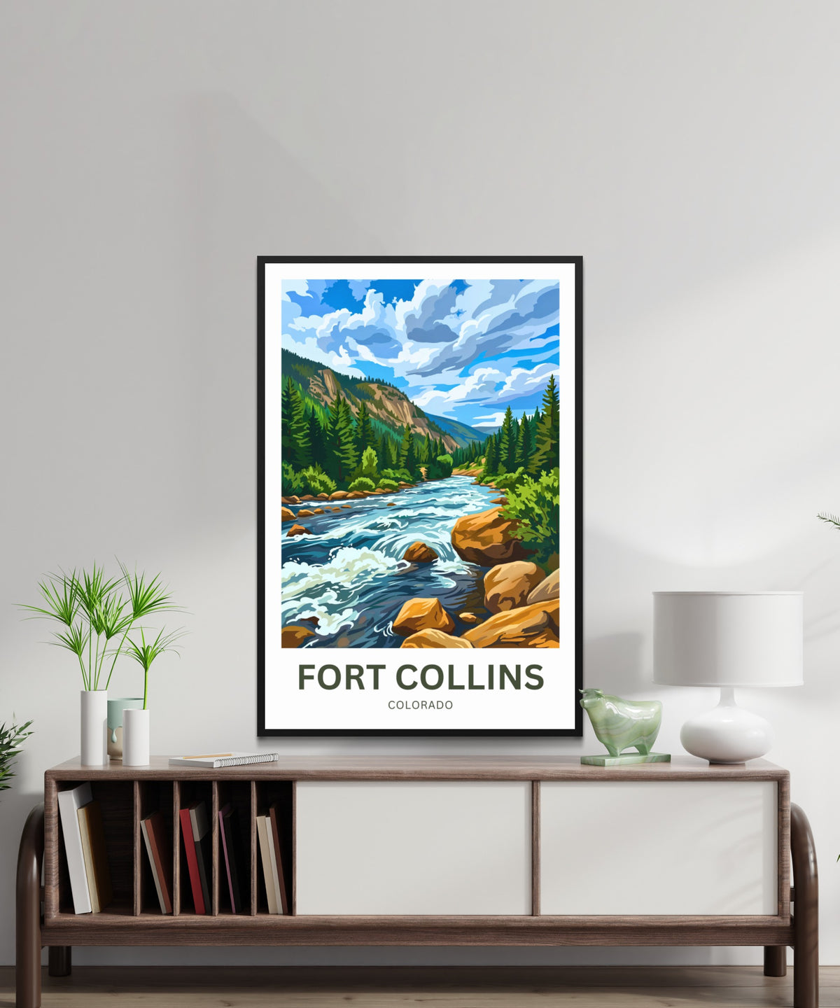 Fort Collins Travel Poster - Colorado Captivating River Flow