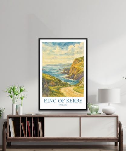 Ring of Kerry, Watercolor design poster, Ireland Print, Ring of Kerry Wall Art
