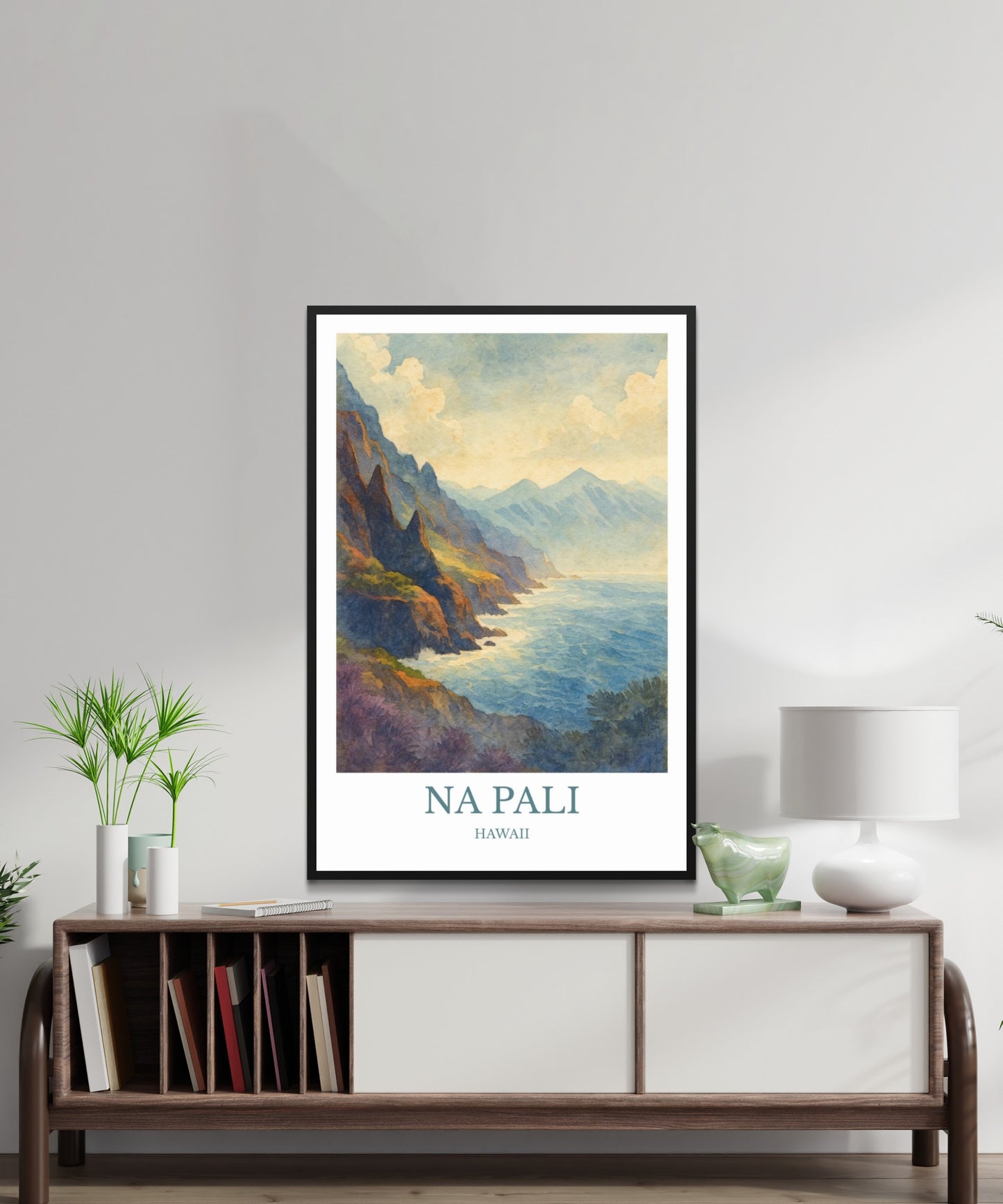 Nā Pali Coast, Watercolor design poster, Hawaii Print, Nā Pali Wall Art