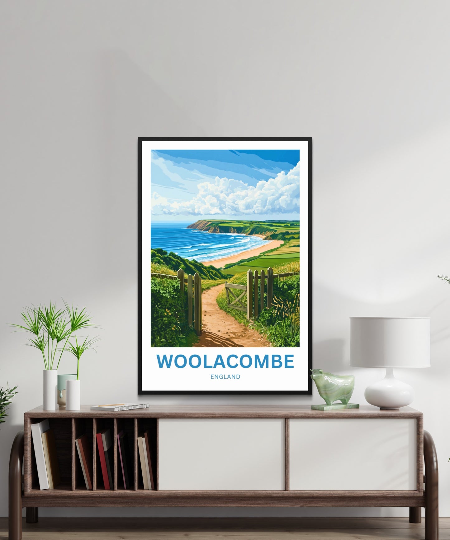 Woolacombe Travel Poster - England Waves and Wonder