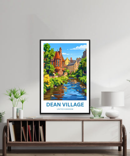 Dean Village Travel Poster - Tranquil Village Escape