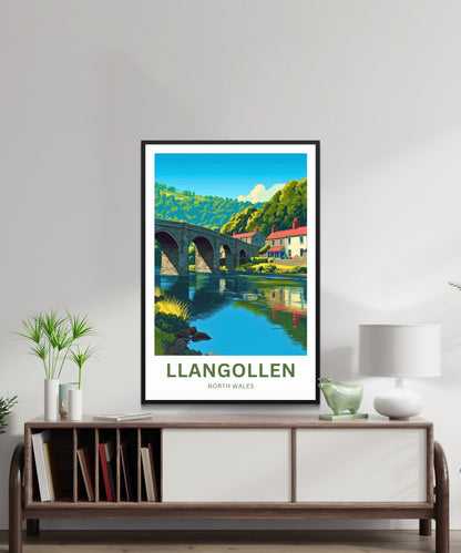 Llangollen Travel Poster - North Wales Bridge Over the Dee