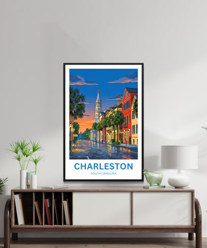 Charleston Historic District Travel Poster - Southern Serenity