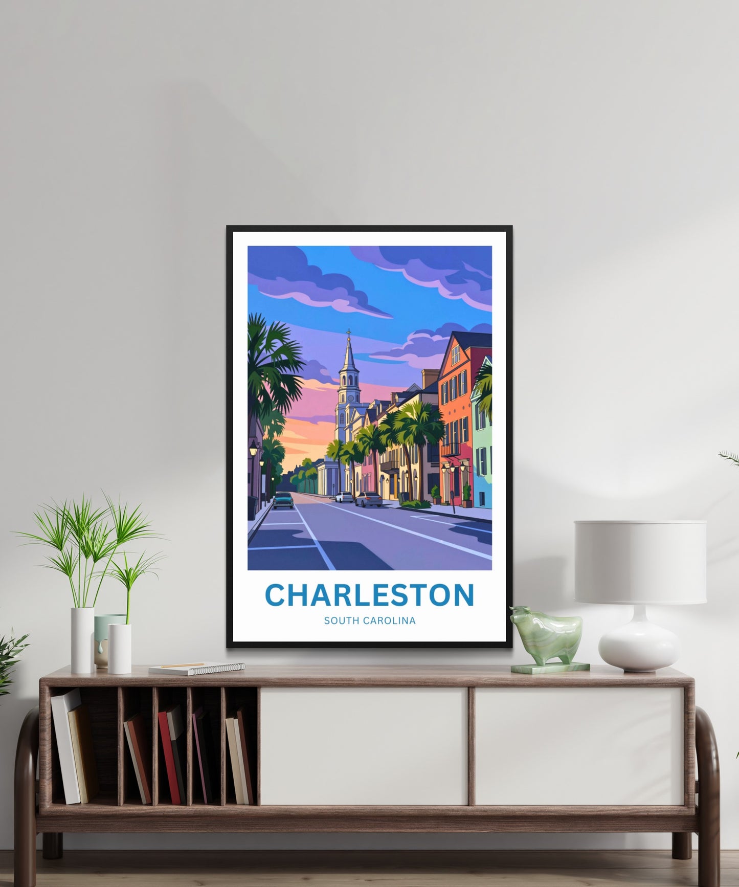 Charleston Historic District Travel Poster - Street Elegance