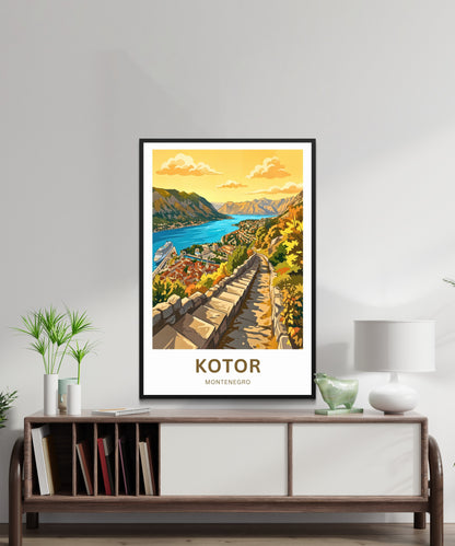 Kotor Travel Poster -   Sunset View