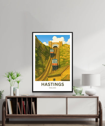 Hastings Travel Poster- Iconic Railway England