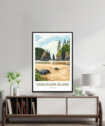Vancouver Island Travel Poster - Among Giants and Waves