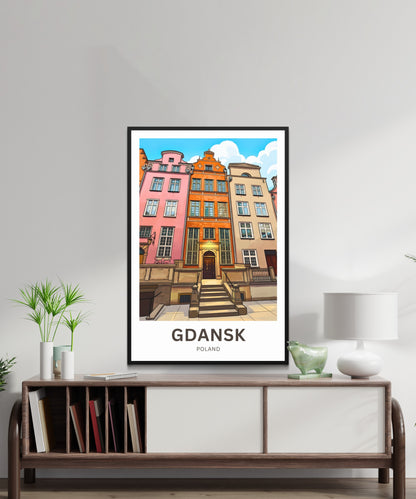 Gdańsk  Travel Poster -Northern Street Colors