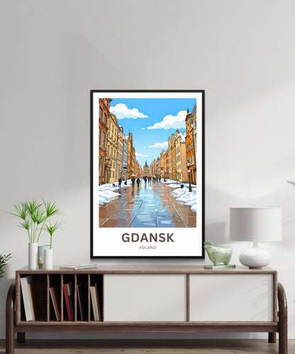 Gdańsk  Travel Poster - Long Winter Street Wanderings
