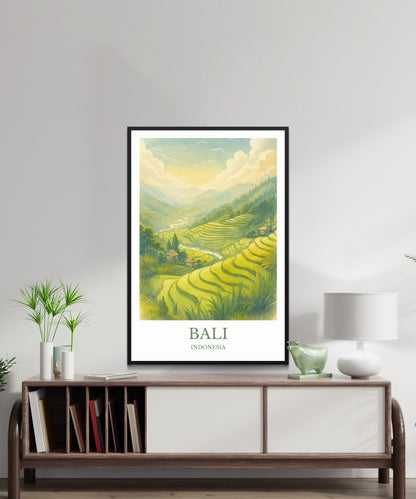 Bali, Watercolor design poster, Indonesia Print, Bali Wall Art