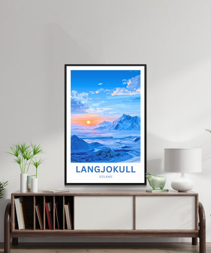 Langjökull Travel Poster