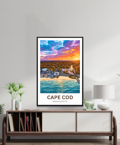 Cape Cod Travel Poster - Stunning Coastal Sunset
