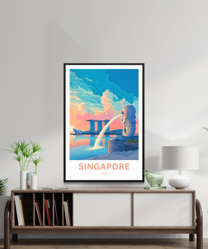 Singapore Travel Poster - Heart of the Lion City
