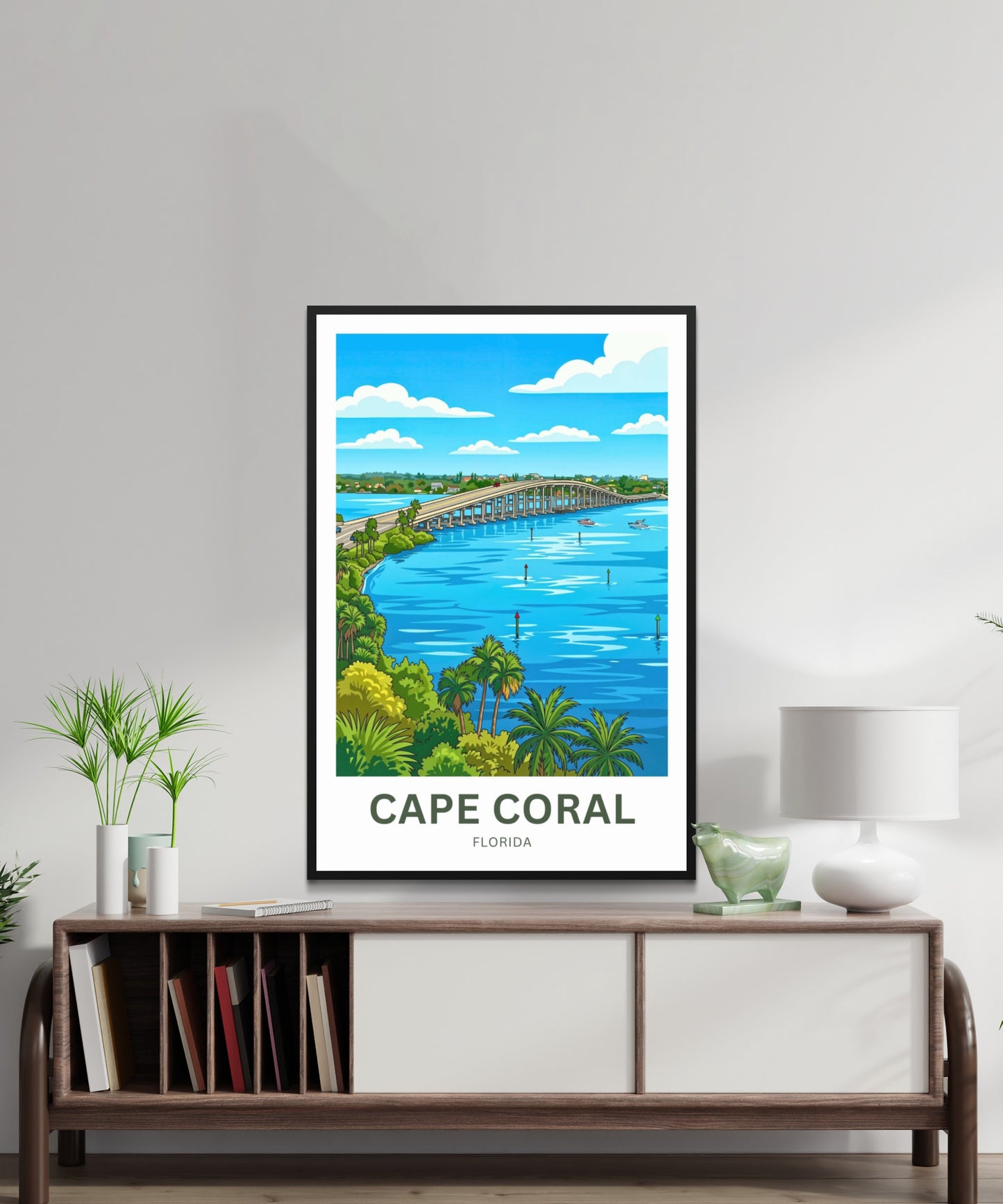 Cape Coral, Florida Travel Poster - Beautiful Bridge