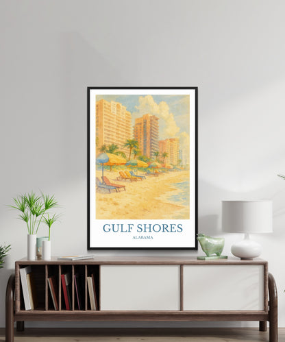 Gulf Shores, Watercolor design poster, Alabama Print, Gulf Shores Wall Art