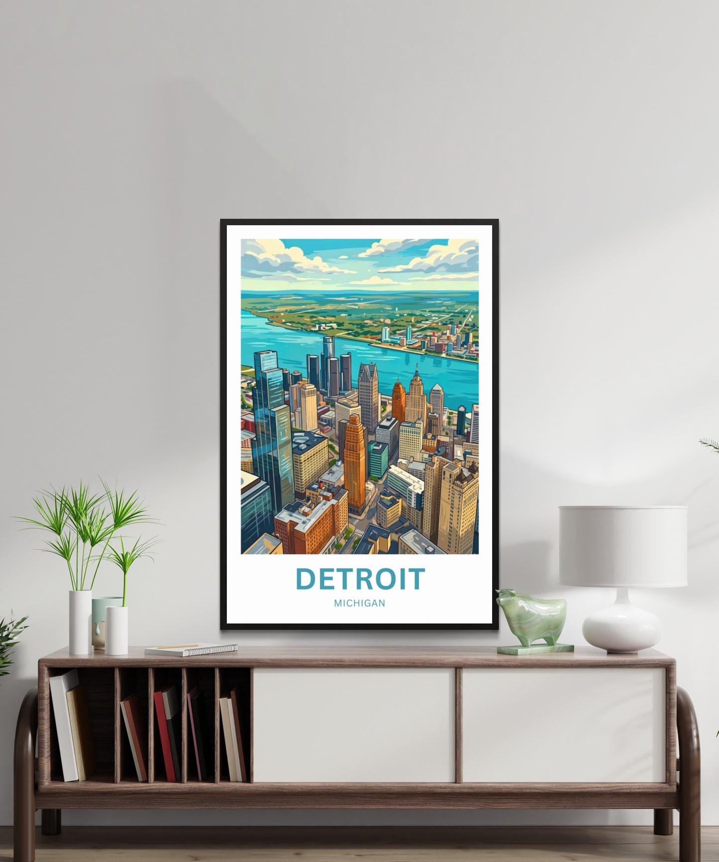 Detroit Travel Poster - Aerial View