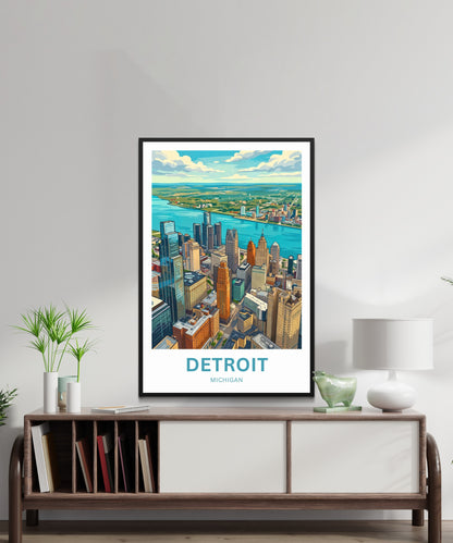 Detroit Travel Poster - Aerial View