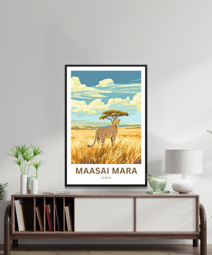 Maasai Mara Travel Poster - National Reserve of Kenya