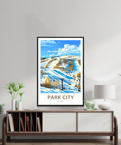 Park City Travel Poster - Mountain Fun Ski Slopes