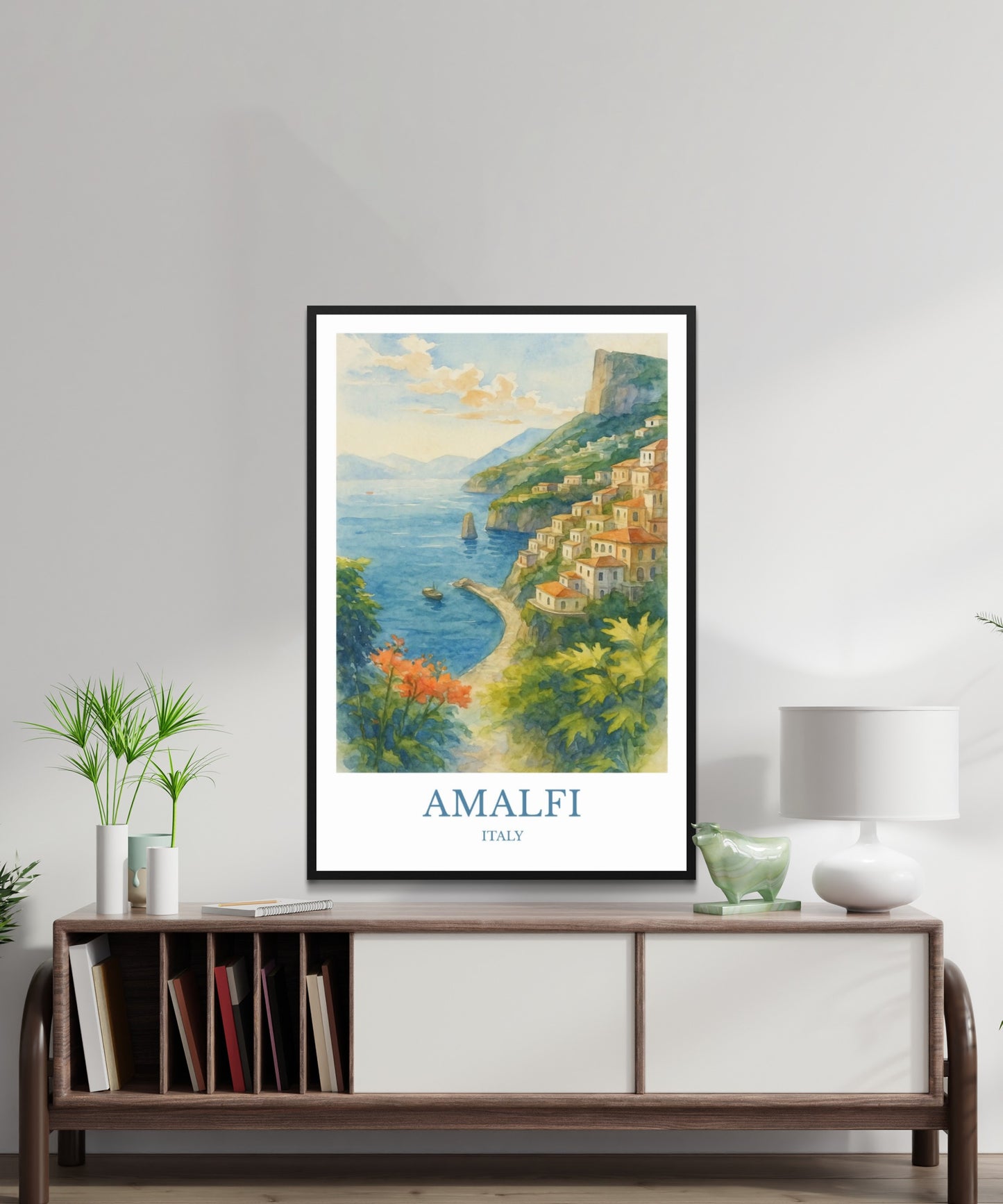 Amalfi, Watercolor design poster,  Italy Print, Amalfi Wall Art