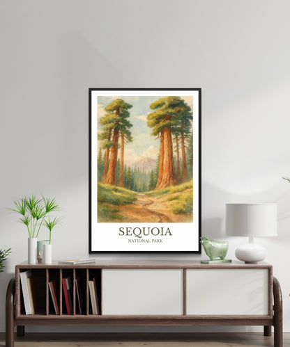 Sequoia National Park, Watercolor design poster, California Print, Sequoia National Park Wall Art