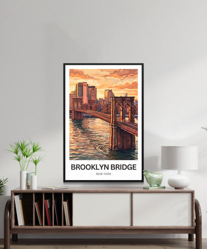 Brooklyn Bridge Travel Poster -  Classic New York View