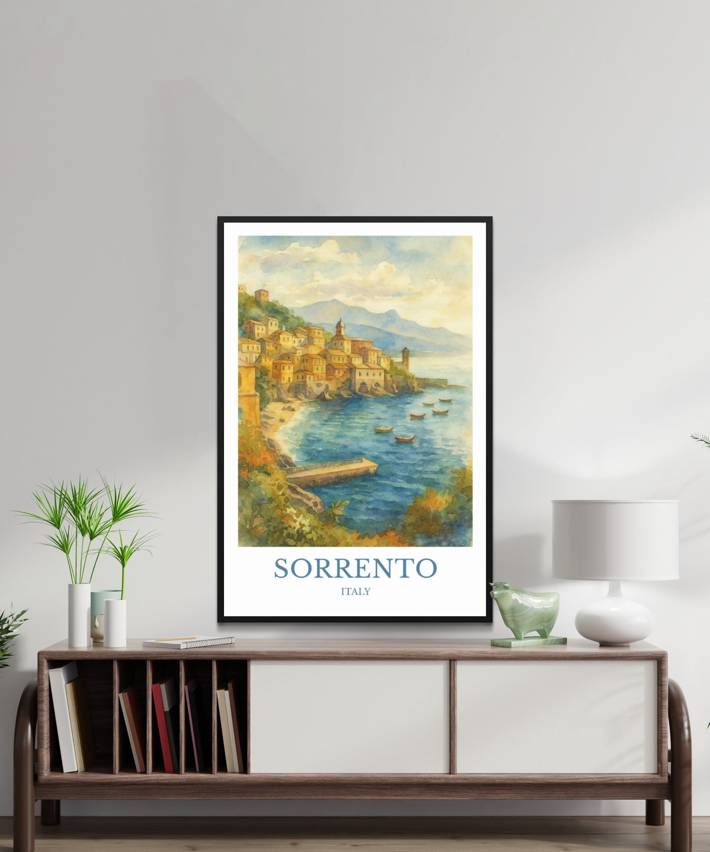 Sorrento, Watercolor design poster, Italy Print, Sorrento Wall Art