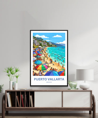 Puerto Vallarta  Travel Poster - Mexico Beach Life
