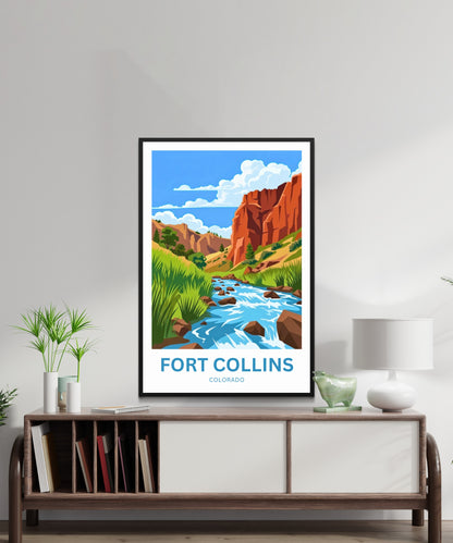 Fort Collins, Colorado Travel Poster - River