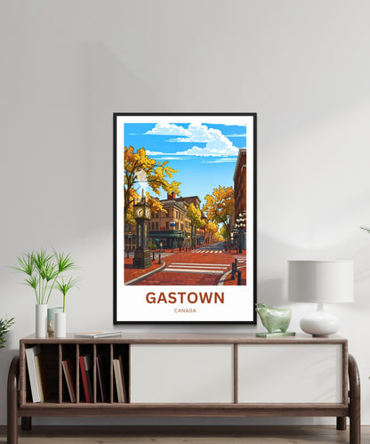 Gastown Travel Poster - Steam Clock Vancouver