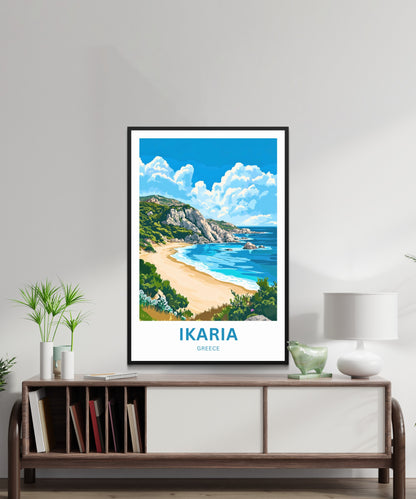 Ikaria Beach Travel Poster  - Azure Escape